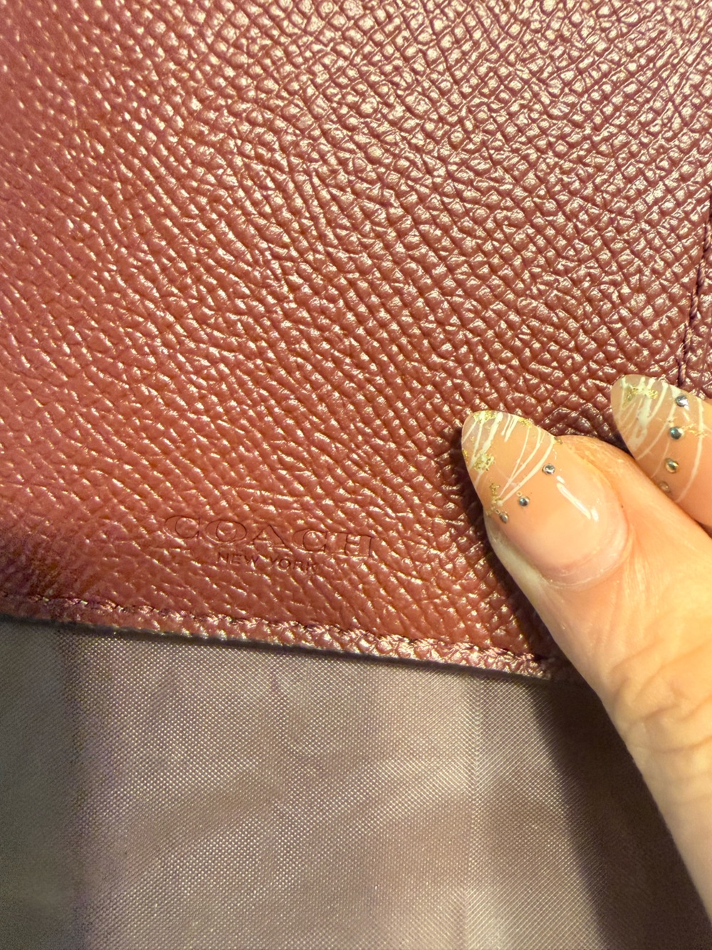 Coach Cream Pebbled Leather Wallet with Pink Ombre Studs - Picture 8 of 9